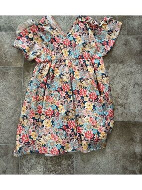 SHEIN Navy Floral Midi Dress with Multicolor Blooms